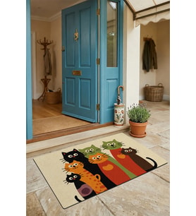 Valerine Life Kapı Önü Paspası 45x70cm Kaymaz Taban Dekoratif iç Dış Mekan Renkli Pati Dostluğu