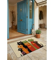Valerine Life Kapı Önü Paspası 45x70cm Kaymaz Taban Dekoratif iç Dış Mekan Renkli Pati Dostluğu