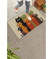 Valerine Life Renkli Pati Dostluğu Welcome Hoş Geldiniz Dijital Baskılı Kapı Önü Paspası 45x70cm
