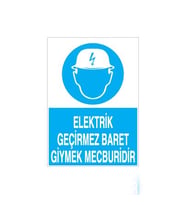 Elektrik Geçirmez Baret Uyarı Levhası 20x30cm (Karışık)