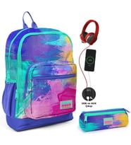 Coral High Renkli Airbrush USB Soketli Okul Çantası ve Kalemlik Seti - Kız Çocuk