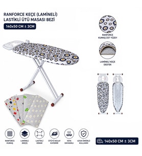 Ranforce Keçe Ütü Masası Bezi - Lastikli - Lamineli - 140x50 cm