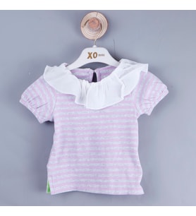 P-004316 (ce 8576) Kız Çizgili Ömre Bluz 6-36 Ay