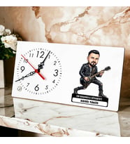 Gitarist Müzisyen Erkek Karikatürlü Masa Saati