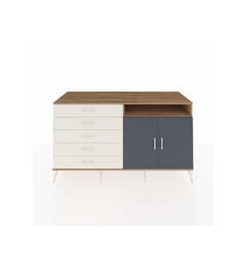 Kronos Konsol 2 Raflı 5 Çekmeceli 2 Kapaklı 176x59x99 Çam-Antrasit/Aytaşı