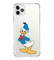 Apple iPhone 11 ProMax Uyumlu Köşe Korumalı Antişok  Kapak Donald Duck Tasarımlı Şeffaf  Kılıf