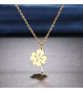 Kişiye Özel 925 Ayar Gümüş Yonca Kolye (Gold)