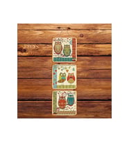 Baykuş Tasarımlı Üçlü Retro Ahşap Poster