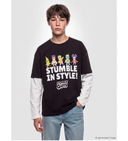 LCW Kids Kahverengi Bisiklet Yaka Stumble Guys Baskılı Erkek Çocuk Tişört