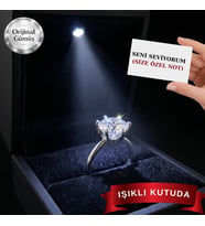 Işıklı Kutuda Gerçek 925 Ayar Gümüş 4 CARAT TEKTAŞ Yüzük