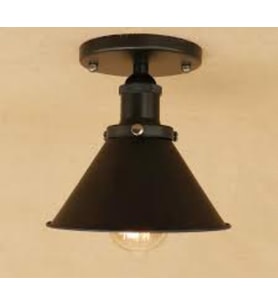 MYLİGHTS  VİNTAGE RETRO RUSTİK PLOFONYER TAVAN AVİZE ARMATÜR EN  18 CM (Siyah)