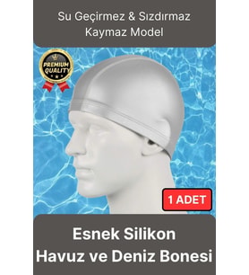 Premium Su Geçirmez Sızdırmaz Kaymaz Elastik Yüzme Şapkası Kaliteli Silikon Deniz Havuz Yüzme Bonesi