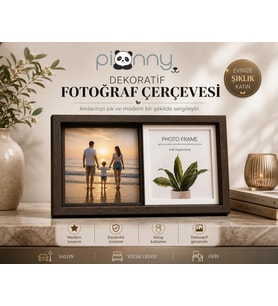 Pionny 2 Fotoğraflı Orta Boy Sürgülü Dekoratif Ahşap Çerçeve 10x15 cm – Koyu Kahve