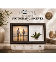 Pionny 2 Fotoğraflı Orta Boy Sürgülü Dekoratif Ahşap Çerçeve 10x15 cm – Koyu Kahve