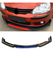 Vw Golf Mk6 Mavi Renkli Şeritli Dilli Ön Lip 4 Prç Parlak Siyah ABS