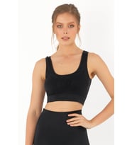 MioFit Çapraz Askı Detaylı Destekli Seamless Spor Sütyeni (Siyah)