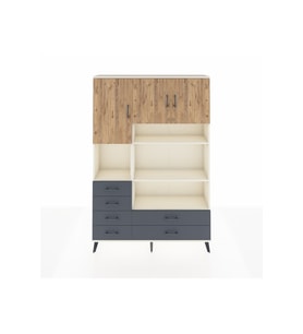 Arges Dolap 9 Raflı 6 Çekmeceli 3 Kapaklı 132x30x195 Aytaşı-Çam/Antrasit