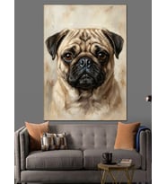 Bakışıyla Güven Veren Pug Köpeği Dekoratif Kanvas - Mdf Ahşap Tablo
