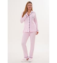 Mecit 6307 Pembe Boydan Düğmeli Kadın Pijama Takımı