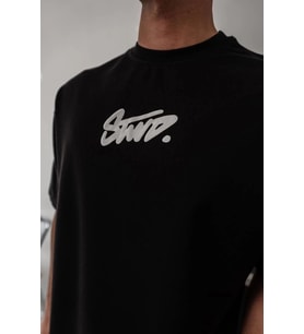 Erkek Baskılı Oversize T-shirt - Siyah