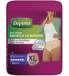 Depend Emici Külot Hasta Bezi XL Extra Büyük (İç Adet 9 Adet)