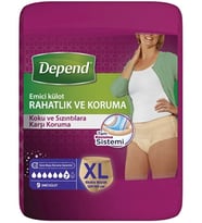 Depend Emici Külot Hasta Bezi XL Extra Büyük (İç Adet 9 Adet)