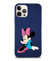 Apple iPhone 12 Pro Soft Premier Kapak Minnie Mouse-E Tasarımlı Silikon Kılıf - Lacivert (Şeffaf)