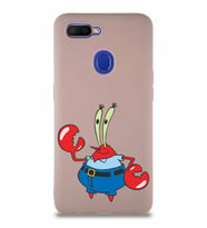 Oppo A12 Soft Premier Kapak Bay Yengeç Tasarımlı Silikon Kılıf - Pudra (Şeffaf)