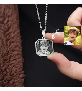 Kişiye Özel Fotoğraf Baskılı İsim Kolye 925K Gümüş Eşine Özel Hediye