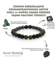 Mystic Energy DOĞRU KARAR VERME Doğaltaş Tılsım Bilekliği (Onix,Hematit,Yeşim Taşı Kadın Erkek Doğal Taş Bileklik)
