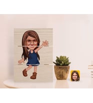 BK Gift Kişiye Özel Kız Çocuk Karikatürlü Otantik Masaüstü Ahşap Palet Çerçeve-4 (Beyaz)