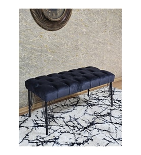 Siyah Boyalı Tel Ayaklı 90 cm Puf Bench - Puf - Bench - Kasalı Oturak - Oturak - Yatak Ucu Puf Füme Renk 90 x 41 Boyut/Ebat (Çok Renkli)