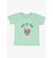 Breeze Girls & Boys Erkek Çocuk Tişört Pop Corn Baskılı 2-6 Yaş, Su Yeşili