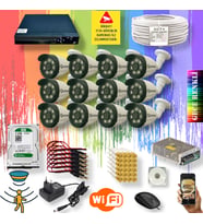 12 Kameralı Set - Gece Renkli Gösteren Hareket Algılayan 5 Mp Sony Lensli 1080p Full Hd Güvenlik Kamerası Seti 3908w