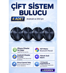4 Adet - Android ve iOS Çift Sistemli GPS İzleyici, Küresel Ürün Bulucu Takip Cihazı, Android İPhone