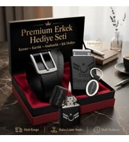 Babaya Arkadaşa Eşe Sevgiliye İsme Özel Premium Tasarım Erkek Hediye Seti - Mekanizmalı Otomatik Kartlık Cüzdan Kemer Çakmak Anahtarlık - Uzman Çavuş Logo Tasarımlı