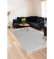 Dijidekor Peluş Halı Açık Gri Cool Saçaklı Post Kesme Yolluk Kilim Salon Halısı Modelleri