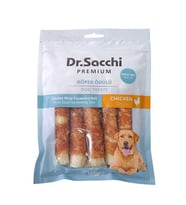 Dr.Sacchi Premium Tavuk Sargılı Genişletilmiş Rulo Tahılsız Köpek Ödülü 5'' 5'li 125 Gr (Krem)