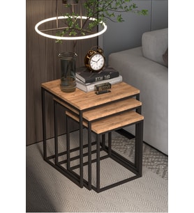 Zigon Sehpa 3'Lü Küp Atlantik Çam