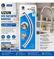 KUĞU EVYE - LAVABO UZUN MİX BATARYA BORUSU KROM KAPLAMA - VAKUMLU - SÜZGEÇLİ UÇ (5680)