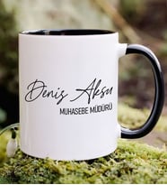 BK Gift Kişiye Özel Ünvanlı ve İsimli Yeni İş Hediyesi Siyah Kupa Bardak, Arkadaşa Hediye, Sevgiliye Hediye, Doğum Günü Hediyesi (Beyaz)
