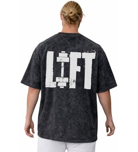 Tasarım Lift Yazılı Fitness Bodybuilding Sırt Baskılı Unisex Oversize Vintage Yıkamalı Tişört