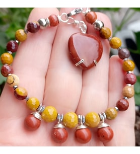 2588 Mookaite Jasper Hematit el yapımı bileklik