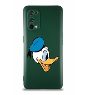 Realme 7 Pro Soft Premier Kapak Donald Duck-F Tasarımlı Silikon Kılıf - Yeşil (Şeffaf)