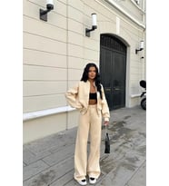 Neşeli butik kadın kışlık alt üst eşofman takımı NB0022 - Bej