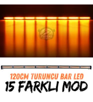 Turuncu Tepe Çakar Bar Led 120cm 12-24v  Off Road Çekici Traktör İkaz Lambası Çakar 15 Modlu