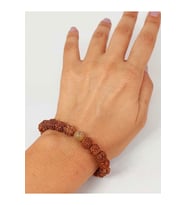 Gold Beril Taşlı Rudraksha Tohum Unisex Bileklik 8mm