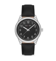 Quark Qm-V005L-1B4 Metal Kasa Deri Kordon Erkek Kol Saati (Gümüş)