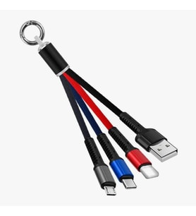 Şarj Kablosu 3 'in 1 USB Çıkışlı Mİikro TYPE-C 8pin Uyumlu Işıklı Anahtarlık Model