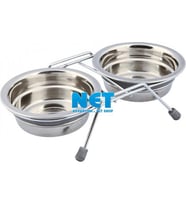 Trixie Mama Su Kabı, Tıkırtısız, Paslanmaz Çelik, 2 x 0,25 lt/ø 11 cm, Gri